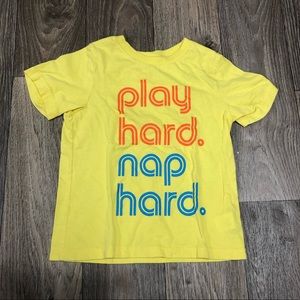 BOYS 3T Yellow Play hard Nap Hard Meme Tee
